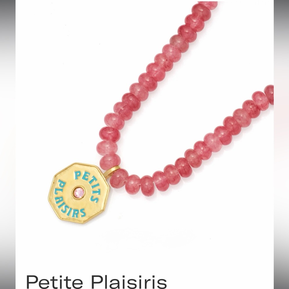 24k Gold plated Petite Plaisiris cherry quartz & Pink Zirconia Necklace